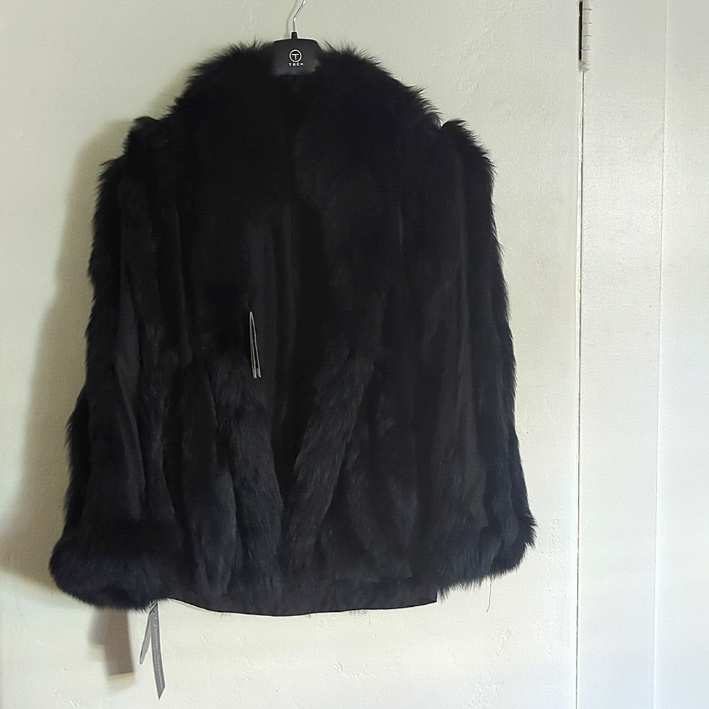 George Simonton Couture Reversible Silk & Genuine Fox Fur Jacket, size small NWT